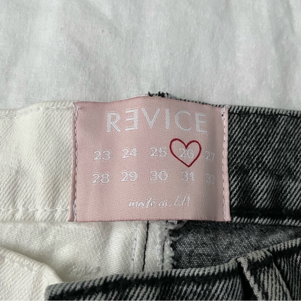 REVICE Sz 26 Contrast two toned tapered legs jeans White Black Gray - Picture 5 of 11